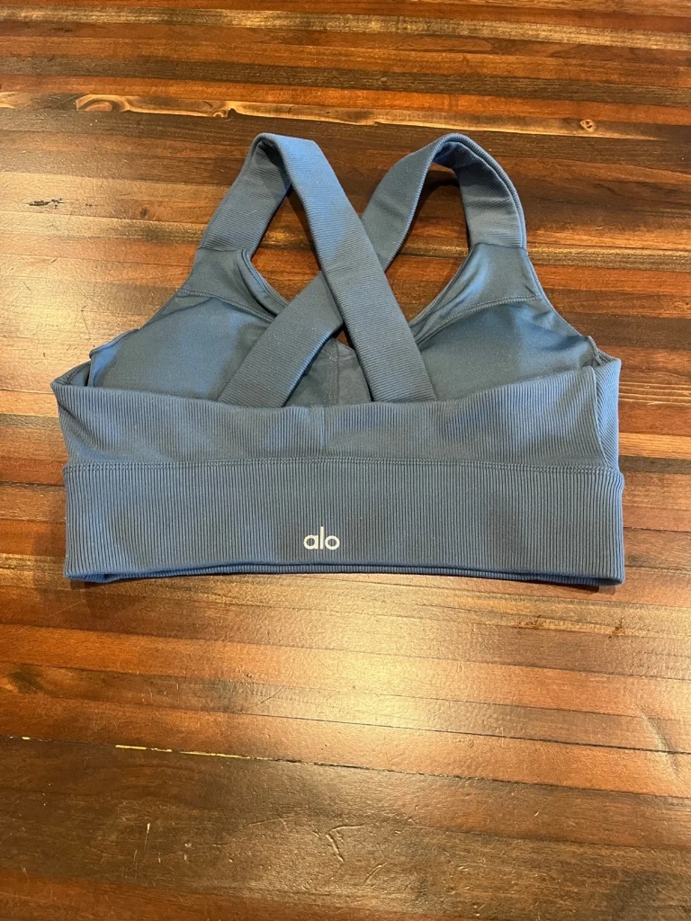 ALO Yoga Women's Cross-Back Sports Bra in Slate Blue